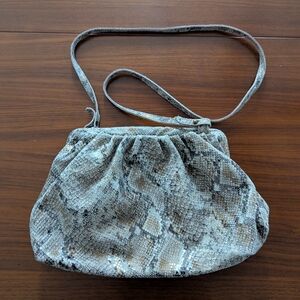 Anthropologie Free People Embossed Python Frame Hinge Bag Leather Pre Owned